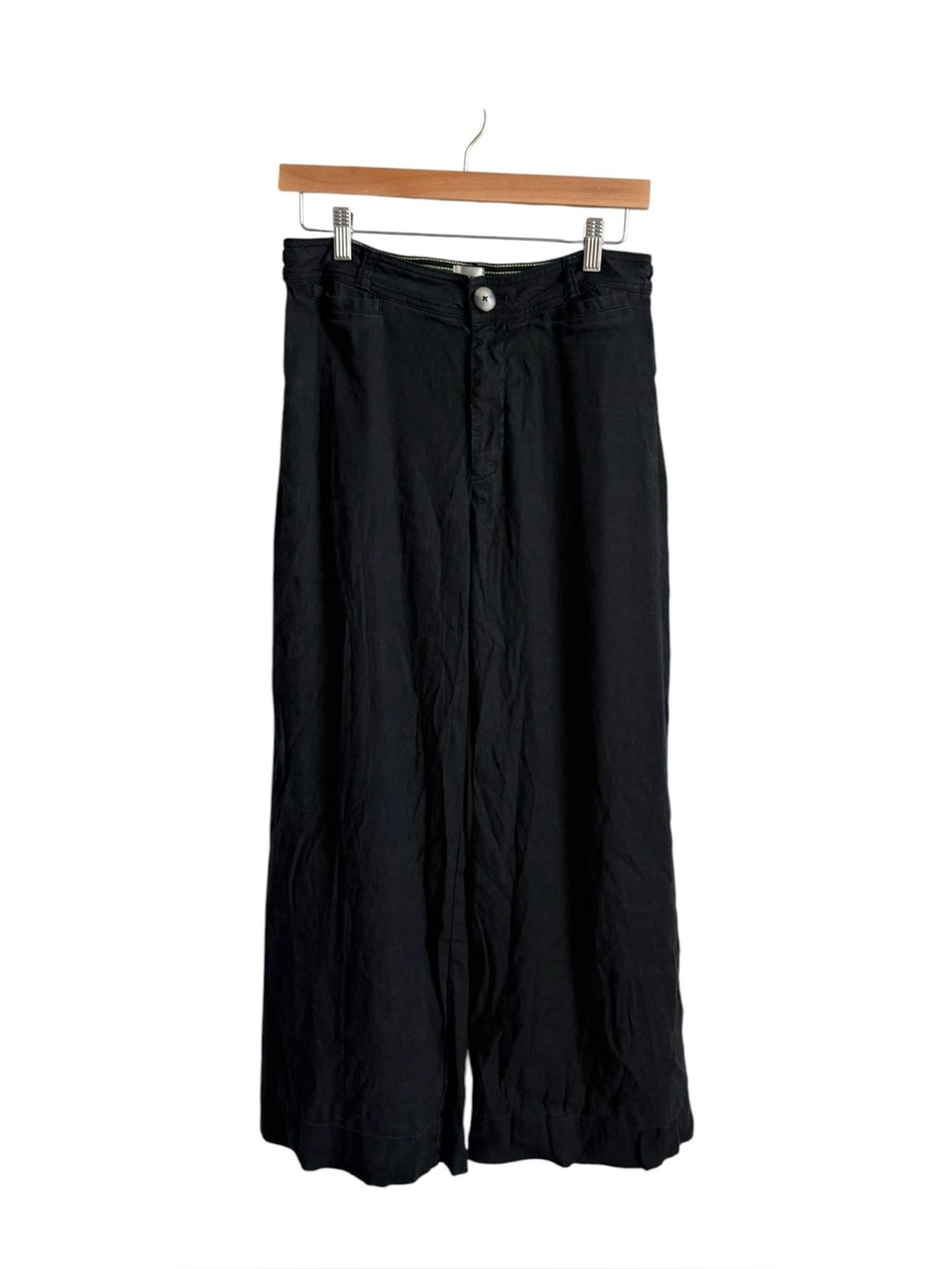 Maeve Anthropologie Colette Wide Leg Linen Pants Black Size 26
